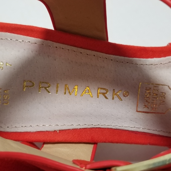 PRIMARK Womens Red Faux Suede Platform Heel Sandal Wide Staps Size 7 - Picture 7 of 8